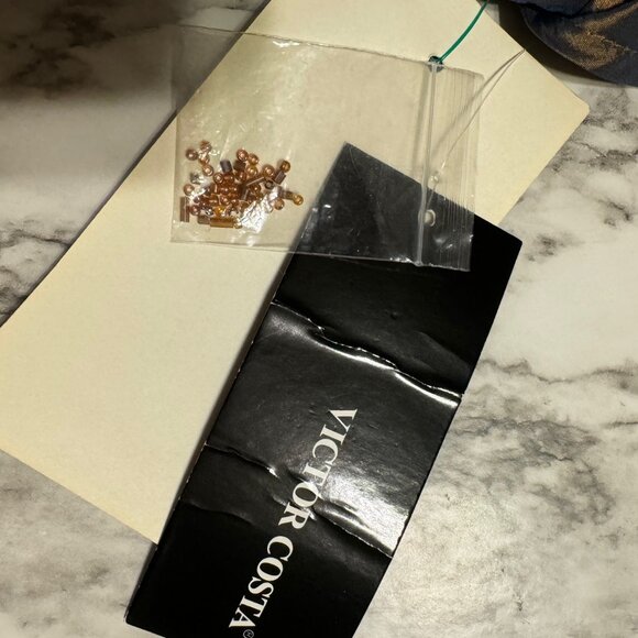 🎉😀CLEARANCE SALE!!😀🎉VICTOR COSTA NWT Vintage Beaded Satin Wrap Style Top - Picture 5 of 8